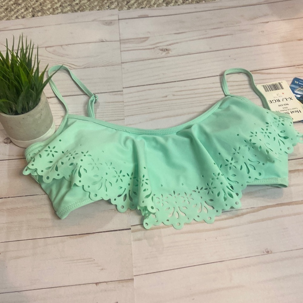 Heat Solids Teal Bikini Top